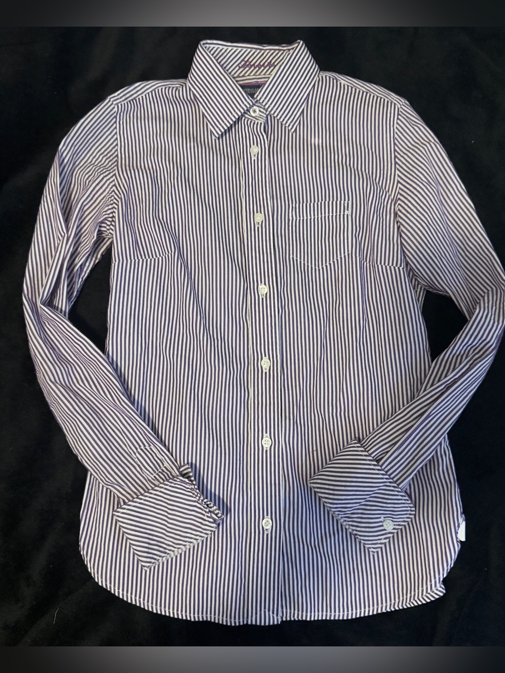 Striped Button-Up Shirt in purple  and White